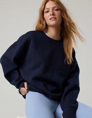 OFFLINE By Aerie Cloud Fleece Oversized Crewneck Sweatshirt - Royal Navy