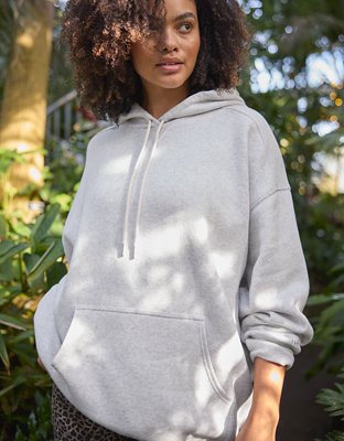 OFFLINE By Aerie Cloud Fleece Oversized Hoodie - Light Heather Gray