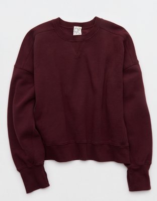 OFFLINE By Aerie Cloud Fleece Classic Crewneck Sweatshirt - Royal Berry