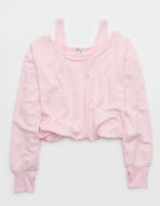 OFFLINE By Aerie OTT Layered Sweatshirt - Pink Petal