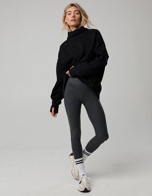 OFFLINE By Aerie Cloud Fleece Oversized Mockneck Sweatshirt - True Black