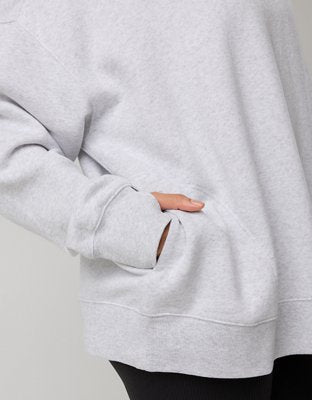OFFLINE By Aerie Cloud Fleece Oversized Mockneck Sweatshirt - Light Heather Gray