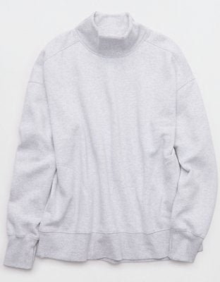 OFFLINE By Aerie Cloud Fleece Oversized Mockneck Sweatshirt - Light Heather Gray