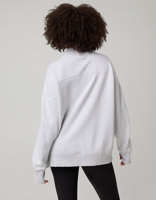 OFFLINE By Aerie Cloud Fleece Oversized Mockneck Sweatshirt - Light Heather Gray