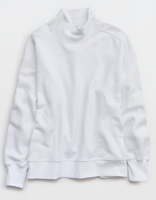 OFFLINE By Aerie Cloud Fleece Oversized Mockneck Sweatshirt - White