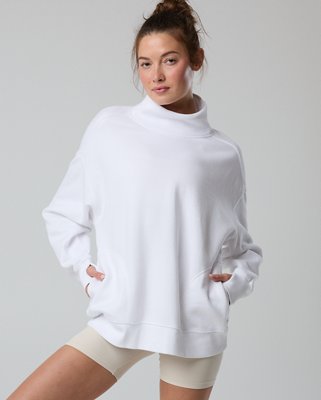 OFFLINE By Aerie Cloud Fleece Oversized Mockneck Sweatshirt - White