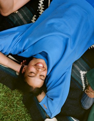 OFFLINE By Aerie Cloud Fleece Oversized Mockneck Sweatshirt - Rome Blue