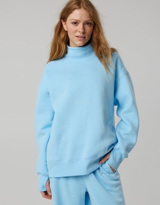 OFFLINE By Aerie Cloud Fleece Oversized Mockneck Sweatshirt - Divine Blue