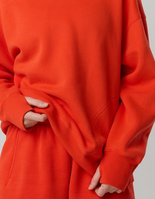 OFFLINE By Aerie Cloud Fleece Oversized Mockneck Sweatshirt - Orange Flare