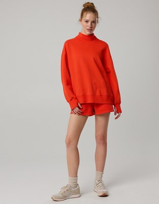 OFFLINE By Aerie Cloud Fleece Oversized Mockneck Sweatshirt - Orange Flare