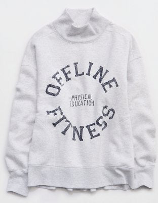 OFFLINE By Aerie Cloud Fleece Oversized Mockneck Sweatshirt - Light Gray