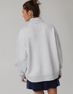 OFFLINE By Aerie Cloud Fleece Oversized Mockneck Sweatshirt - Light Gray