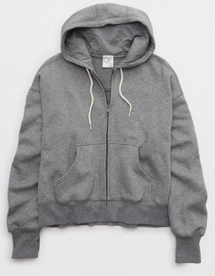 OFFLINE By Aerie Cloud Fleece Classic Full Zip Sweatshirt - Dark Heather Gray