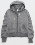 OFFLINE By Aerie Cloud Fleece Classic Full Zip Sweatshirt - Dark Heather Gray