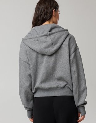 OFFLINE By Aerie Cloud Fleece Classic Full Zip Sweatshirt - Dark Heather Gray