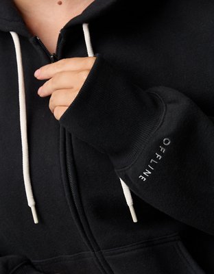 OFFLINE By Aerie Cloud Fleece Classic Full Zip Sweatshirt - True Black