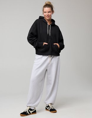 OFFLINE By Aerie Cloud Fleece Classic Full Zip Sweatshirt - True Black
