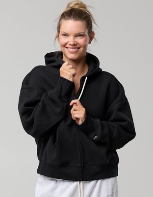 OFFLINE By Aerie Cloud Fleece Classic Full Zip Sweatshirt - True Black