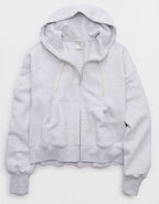 OFFLINE By Aerie Cloud Fleece Classic Full Zip Sweatshirt - Light Heather Gray