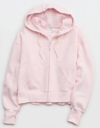 OFFLINE By Aerie Cloud Fleece Classic Full Zip Sweatshirt - Pink Petal