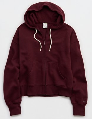 OFFLINE By Aerie Cloud Fleece Classic Full Zip Sweatshirt - Royal Berry