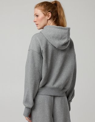 OFFLINE By Aerie Cloud Fleece Classic Length Hoodie - Dark Heather Gray