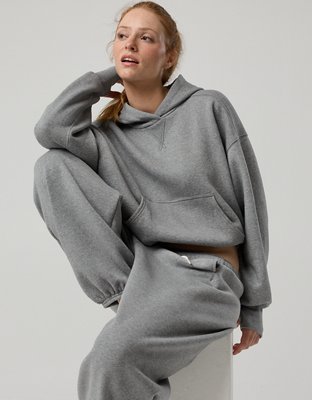 OFFLINE By Aerie Cloud Fleece Classic Length Hoodie - Dark Heather Gray