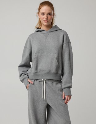 OFFLINE By Aerie Cloud Fleece Classic Length Hoodie - Dark Heather Gray