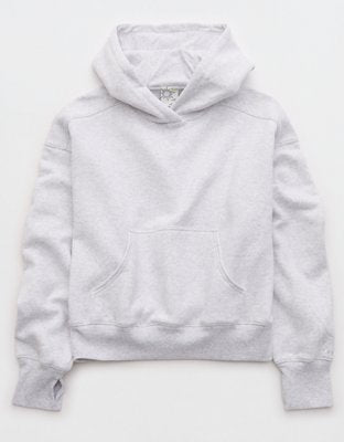 OFFLINE By Aerie Cloud Fleece Classic Length Hoodie - Light Heather Gray