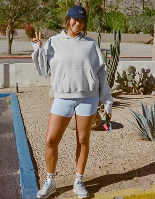 OFFLINE By Aerie Cloud Fleece Classic Length Hoodie - Light Heather Gray