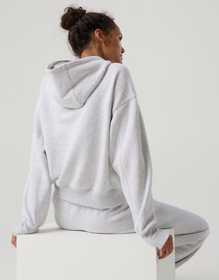OFFLINE By Aerie Cloud Fleece Classic Length Hoodie - Light Heather Gray