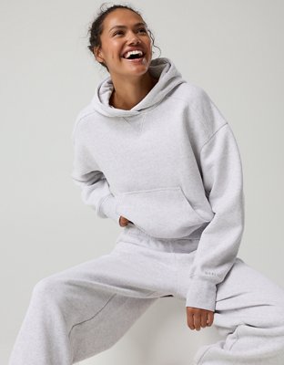 OFFLINE By Aerie Cloud Fleece Classic Length Hoodie - Light Heather Gray