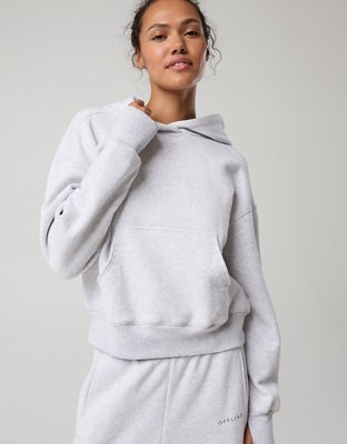 OFFLINE By Aerie Cloud Fleece Classic Length Hoodie - Light Heather Gray