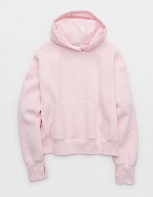 OFFLINE By Aerie Cloud Fleece Classic Length Hoodie - Pink Petal