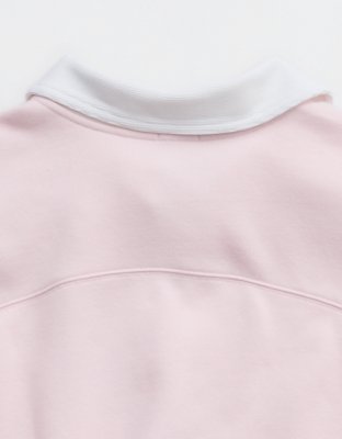 OFFLINE By Aerie Cloud Fleece Polo Sweatshirt - Pink Petal