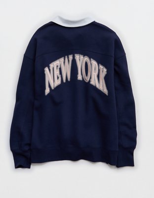 OFFLINE By Aerie Cloud Fleece Polo Sweatshirt - Royal Navy