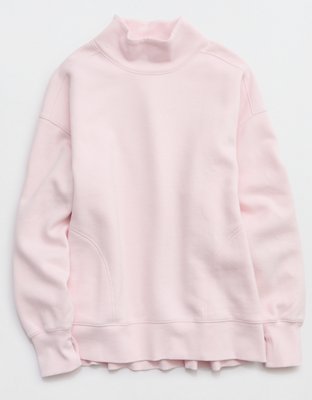 OFFLINE By Aerie Cloud Fleece Oversized Mockneck Sweatshirt - Pink Petal