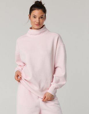 OFFLINE By Aerie Cloud Fleece Oversized Mockneck Sweatshirt - Pink Petal