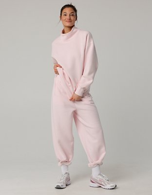 OFFLINE By Aerie Cloud Fleece Oversized Mockneck Sweatshirt - Pink Petal