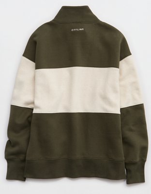OFFLINE By Aerie Cloud Fleece Oversized Mockneck Sweatshirt - Festive Olive