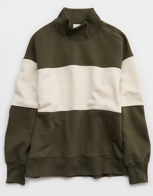 OFFLINE By Aerie Cloud Fleece Oversized Mockneck Sweatshirt - Festive Olive