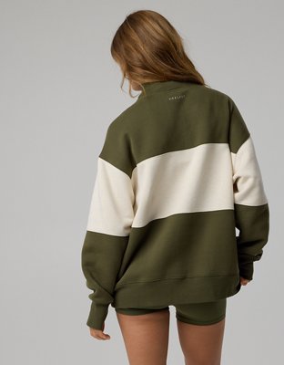 OFFLINE By Aerie Cloud Fleece Oversized Mockneck Sweatshirt - Festive Olive