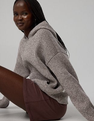 OFFLINE By Aerie Sweater Hoodie - Heathered Taupe