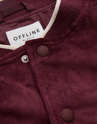 OFFLINE By Aerie Suede Bomber Jacket - Royal Berry