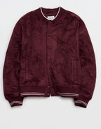 OFFLINE By Aerie Suede Bomber Jacket - Royal Berry