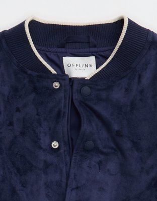 OFFLINE By Aerie Suede Bomber Jacket - Royal Navy