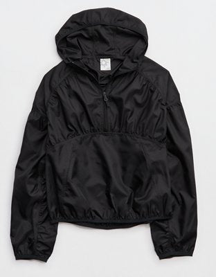 OFFLINE By Aerie Ruched Nylon Quarter Zip - True Black