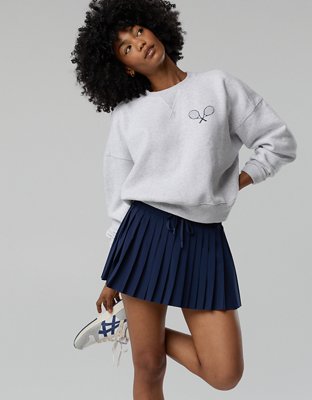 OFFLINE By Aerie x USTA Foundation Cloud Fleece Crewneck Sweatshirt - Light Heather Gray