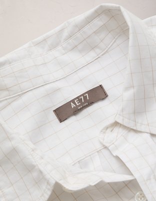 AE77 Premium Relaxed Striped Poplin Button-Up Shirt - Gleam White