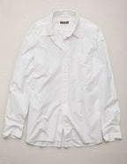 AE77 Premium Relaxed Striped Poplin Button-Up Shirt - Gleam White